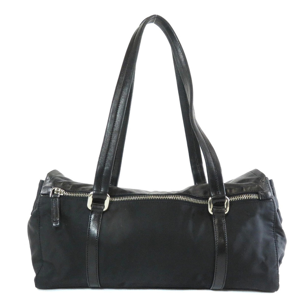 Prada Easy shoulder silver bag black pushlock Tessuto tone